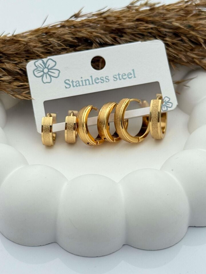 Çelik Set Küpe // KÜPE-3296