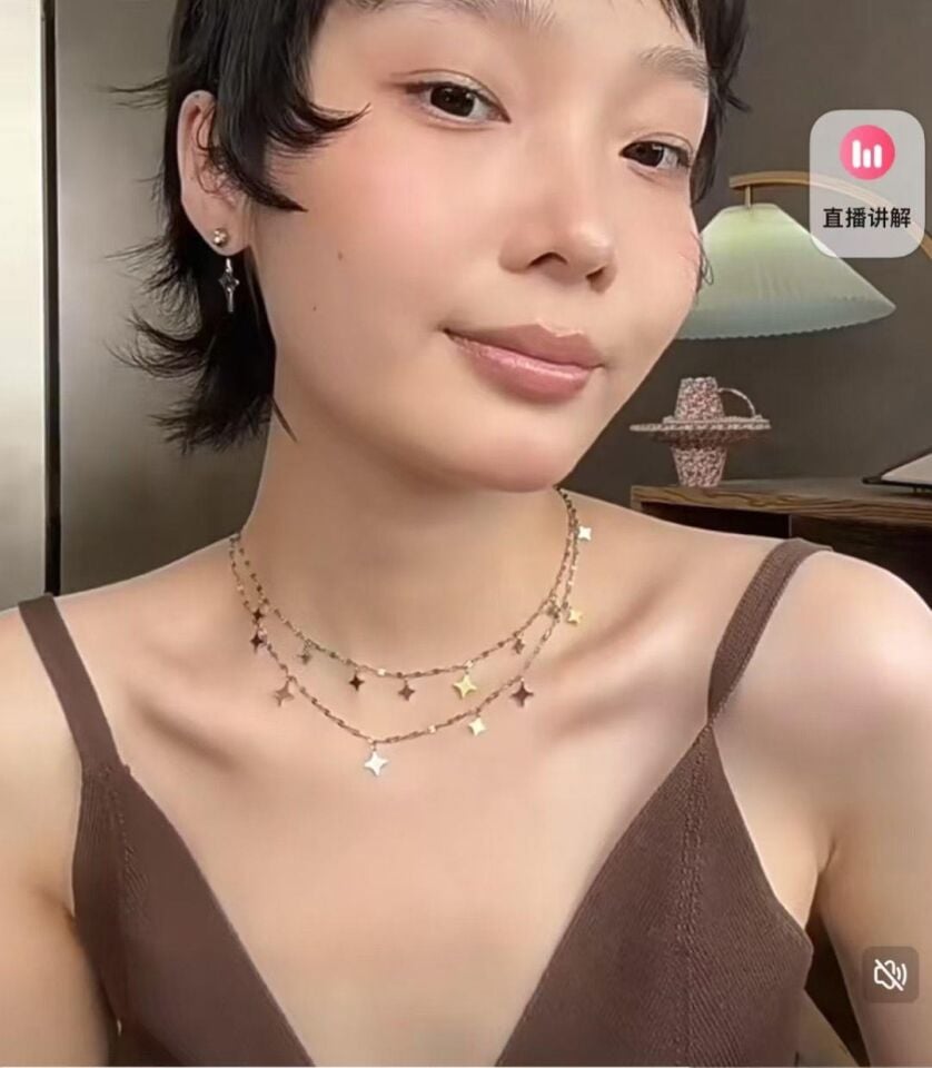 Çelik Yıldızlı Kombin Kolye 45cm // KOLYE-5726