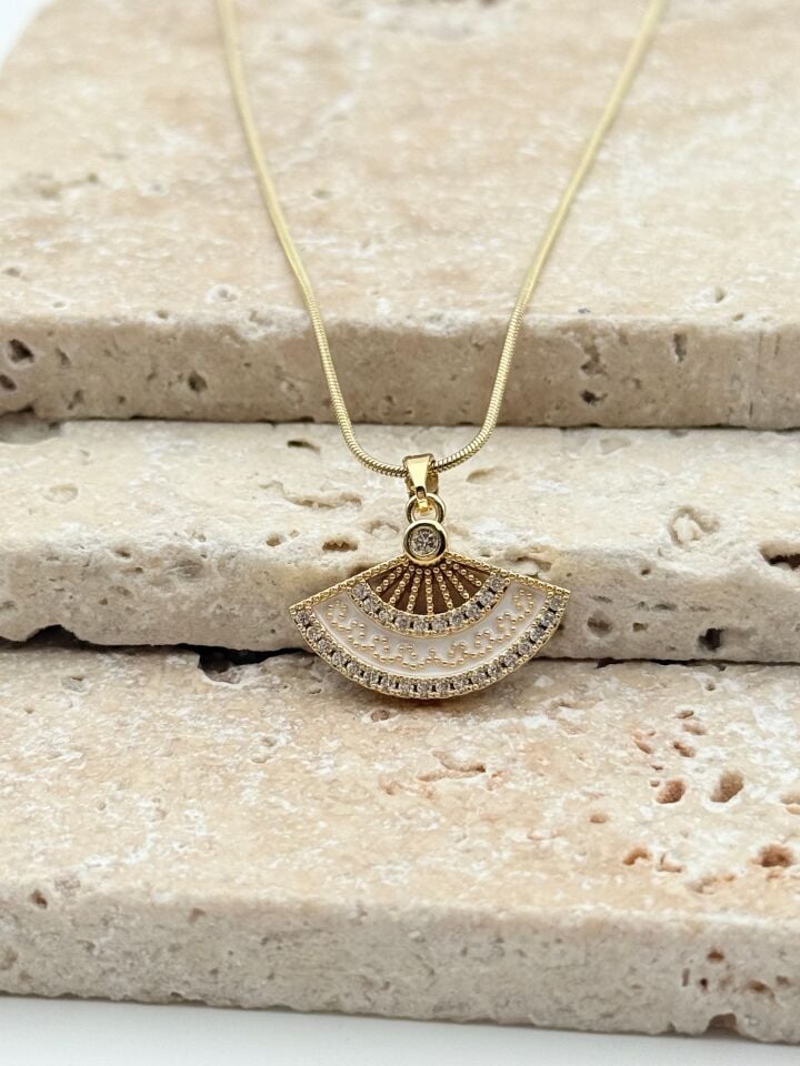 Steel Fan Necklace // NECKLACE-5727