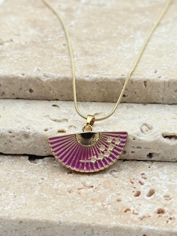 Steel Fan Necklace // NECKLACE-5728