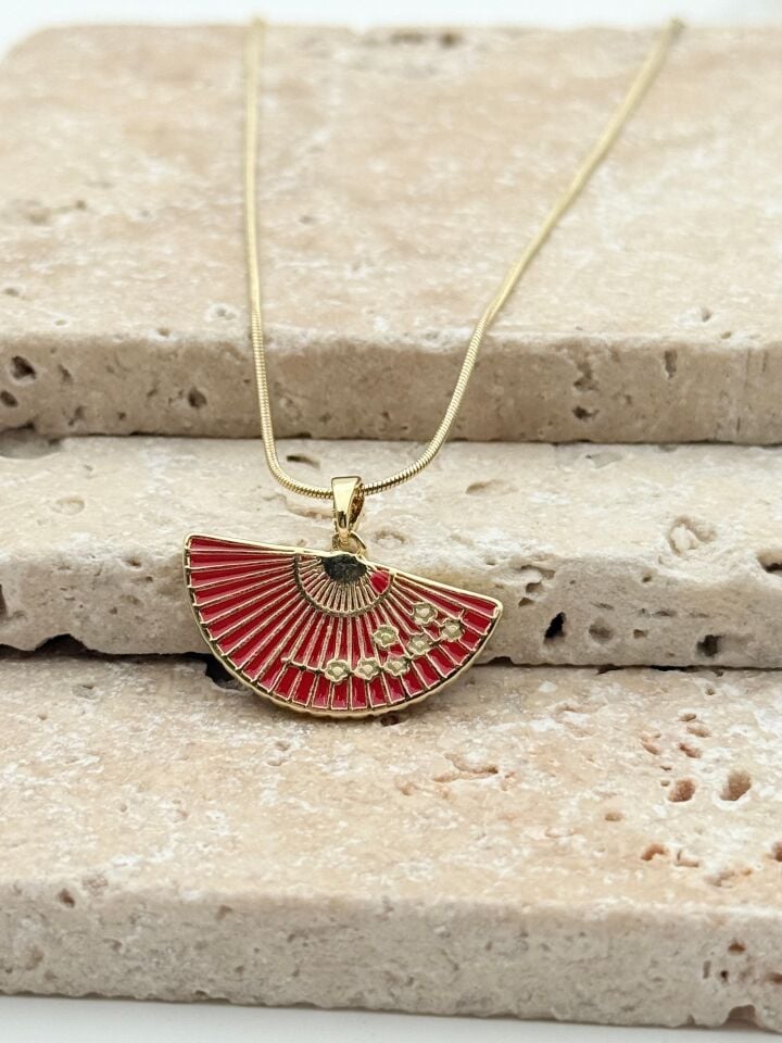 Steel Fan Necklace // NECKLACE-5729