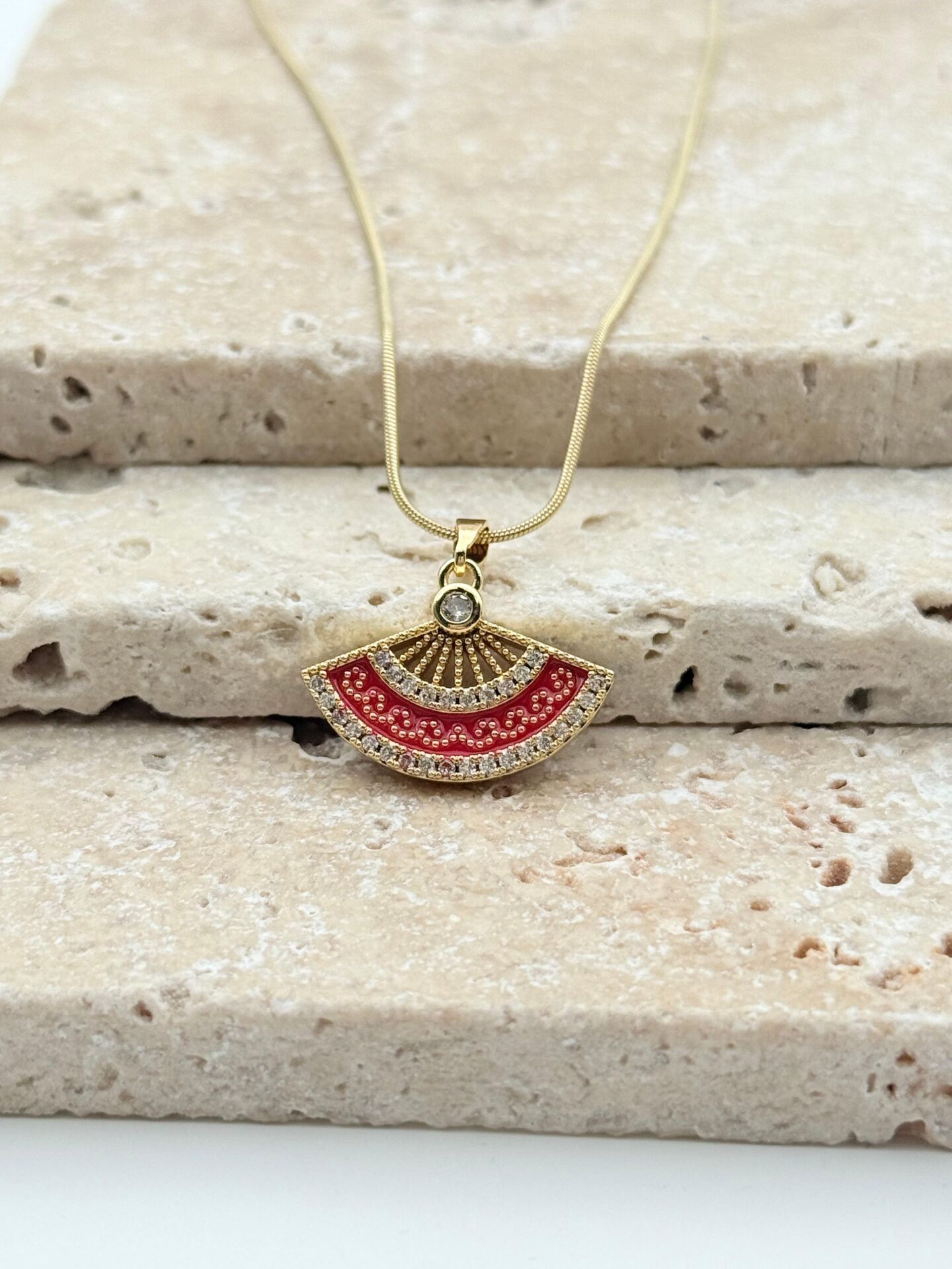 Steel Fan Necklace // NECKLACE-5730