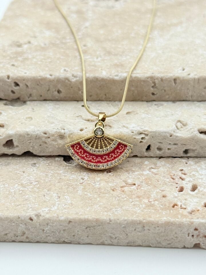 Steel Fan Necklace // NECKLACE-5730