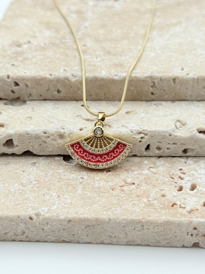 Steel Fan Necklace // NECKLACE-5730