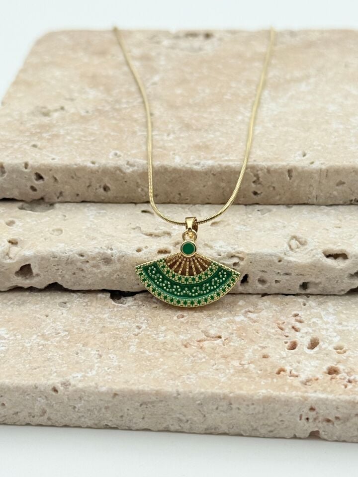 Steel Fan Necklace // NECKLACE-5731