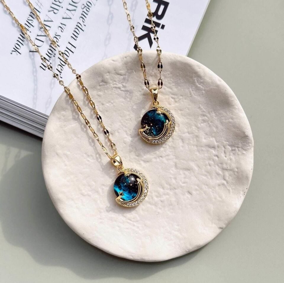 Steel Planet Necklace Gold