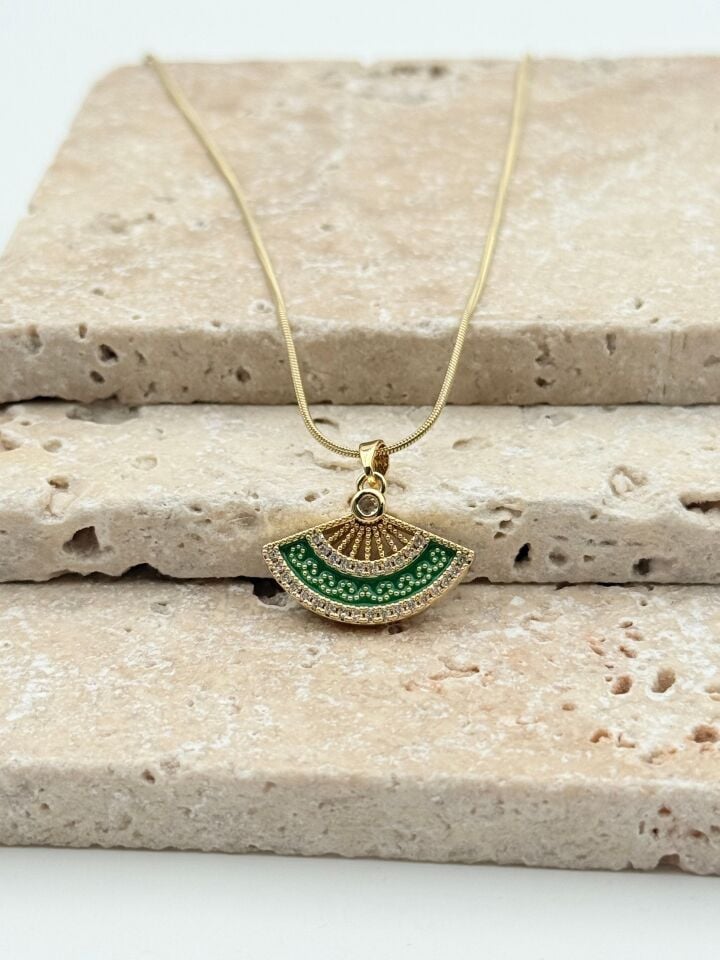 Steel Fan Necklace // NECKLACE-5732