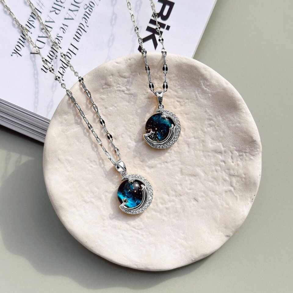 Steel Planet Necklace Silver