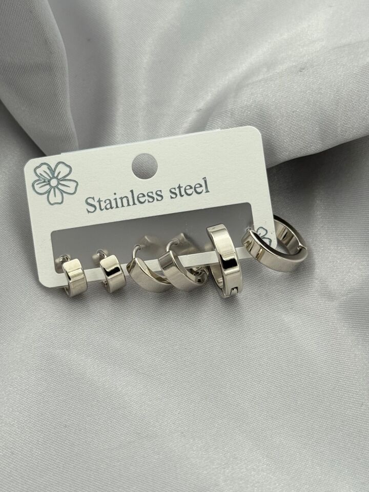 Çelik Set Küpe // KÜPE-3674