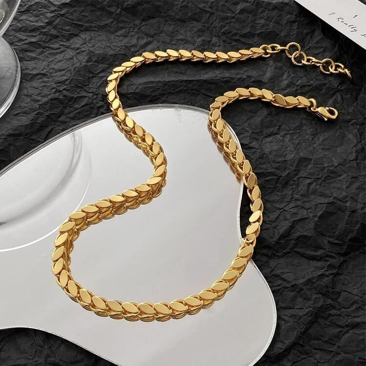 Çelik Arpa Zincir 45cm Koyu Renk Küçük Pullu // KOLYE-1123