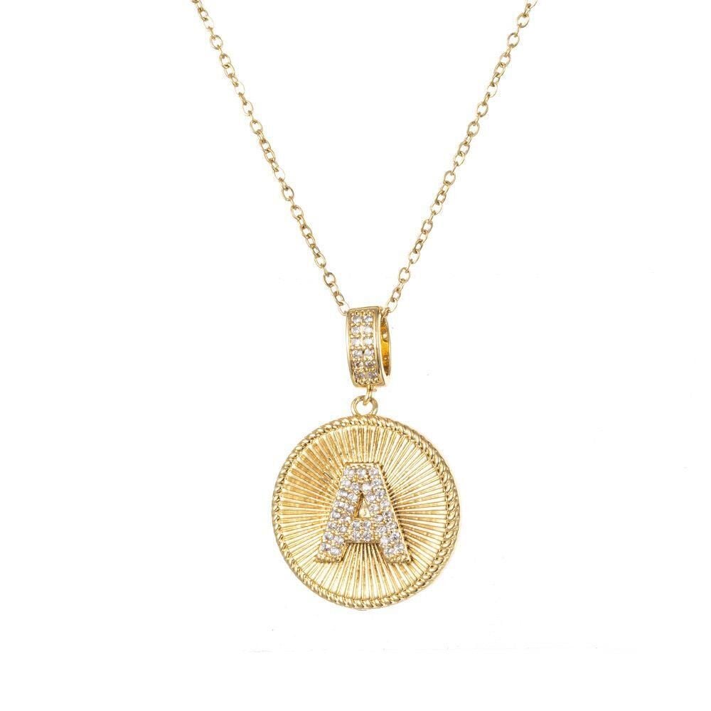 Steel Letter Necklace 45 cm (A) // NECKLACE-4800