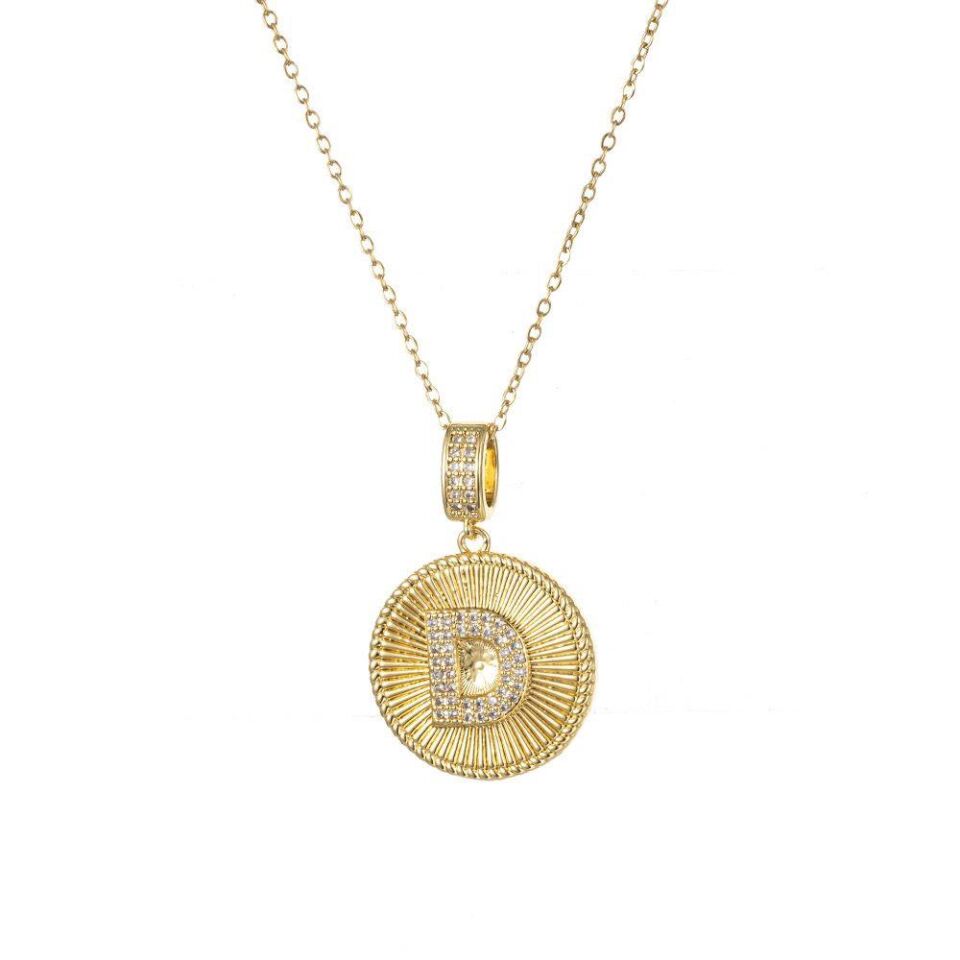 Buchstabenkette aus Stahl 45 cm (D) // NECKLACE-4803