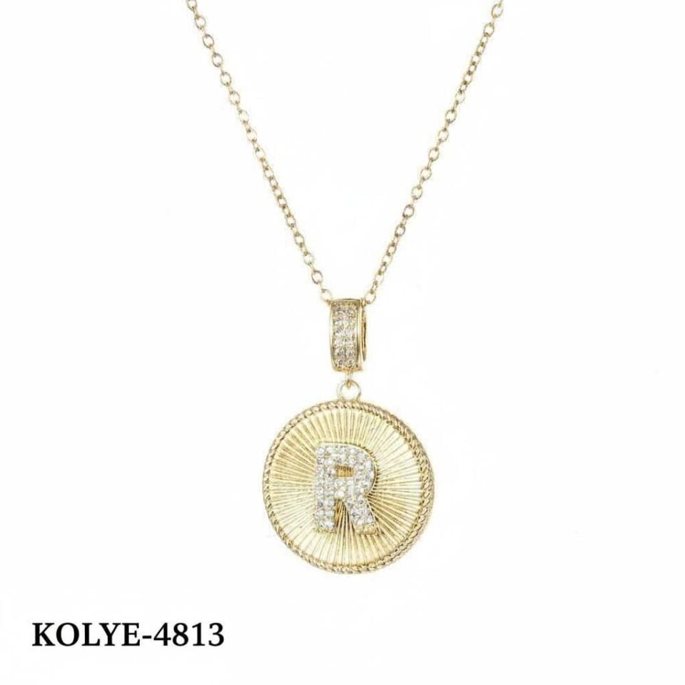 Buchstabenkette aus Stahl 45 cm (R) // NECKLACE-4813