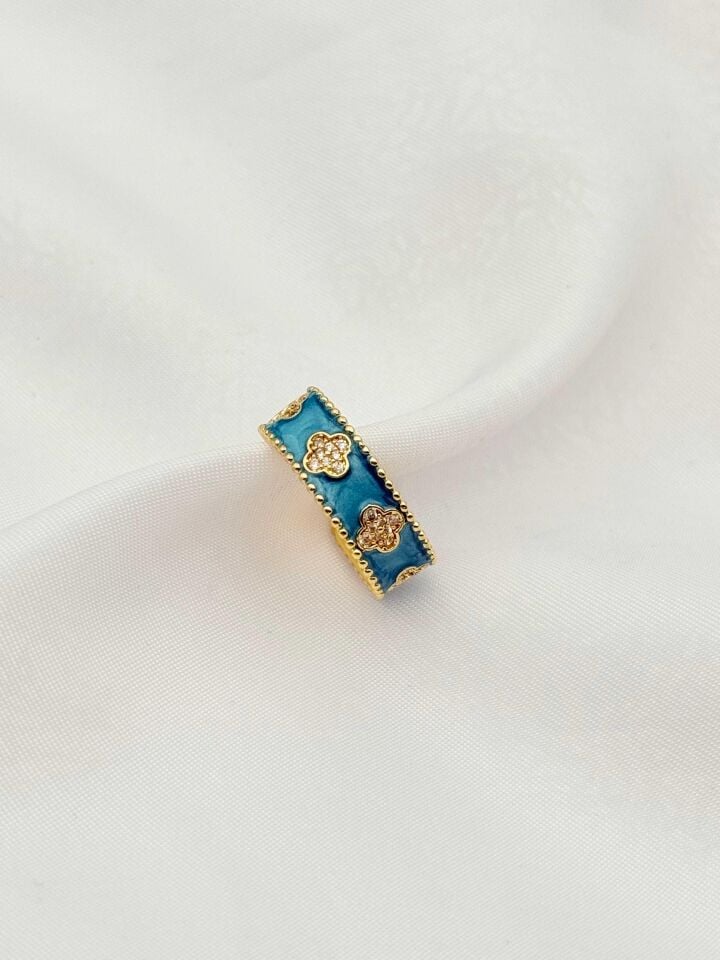 Çelik Desenli Mineli Yüzük (Ayarlanabilir) // YÜZÜK-2453