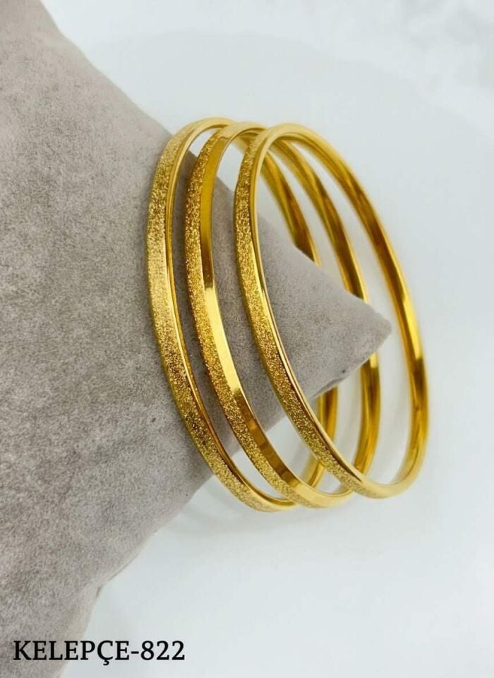 Steel Thick Glittery Ajda Bracelet 6.0 Size (Sold in 3 pieces)