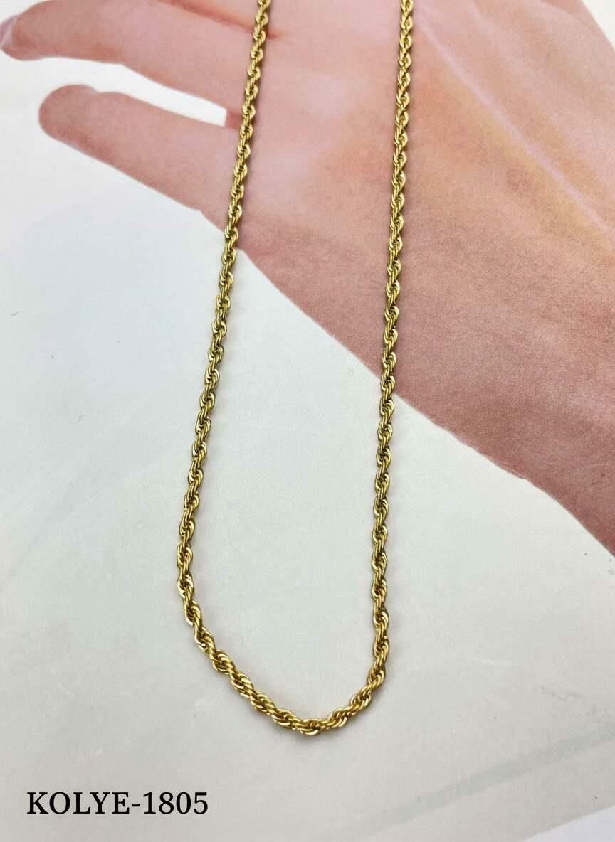 Çelik Halat Zincir 4mm 60cm Gold Renk // KOLYE-1805