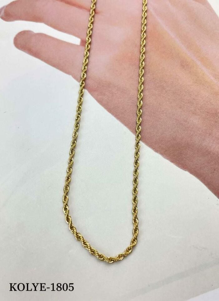 Steel Rope Chain 4 mm 60cm Gold Color // NECKLACE-1805