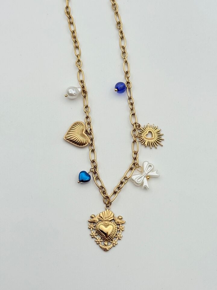 Steel Charm Necklace 45cm // NECKLACE-5734