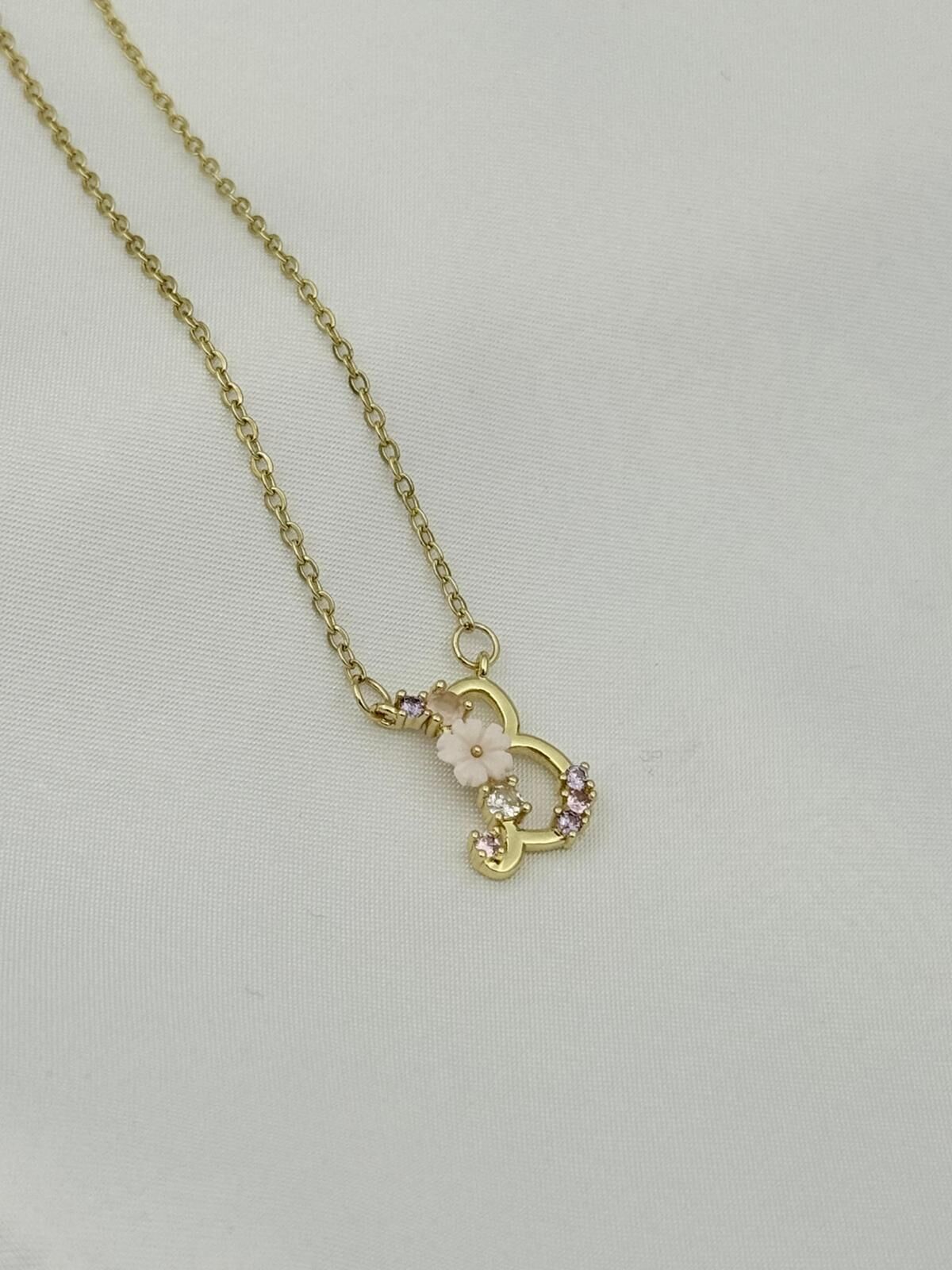 Çelik Prenses Harf Kolye // KOLYE-5736