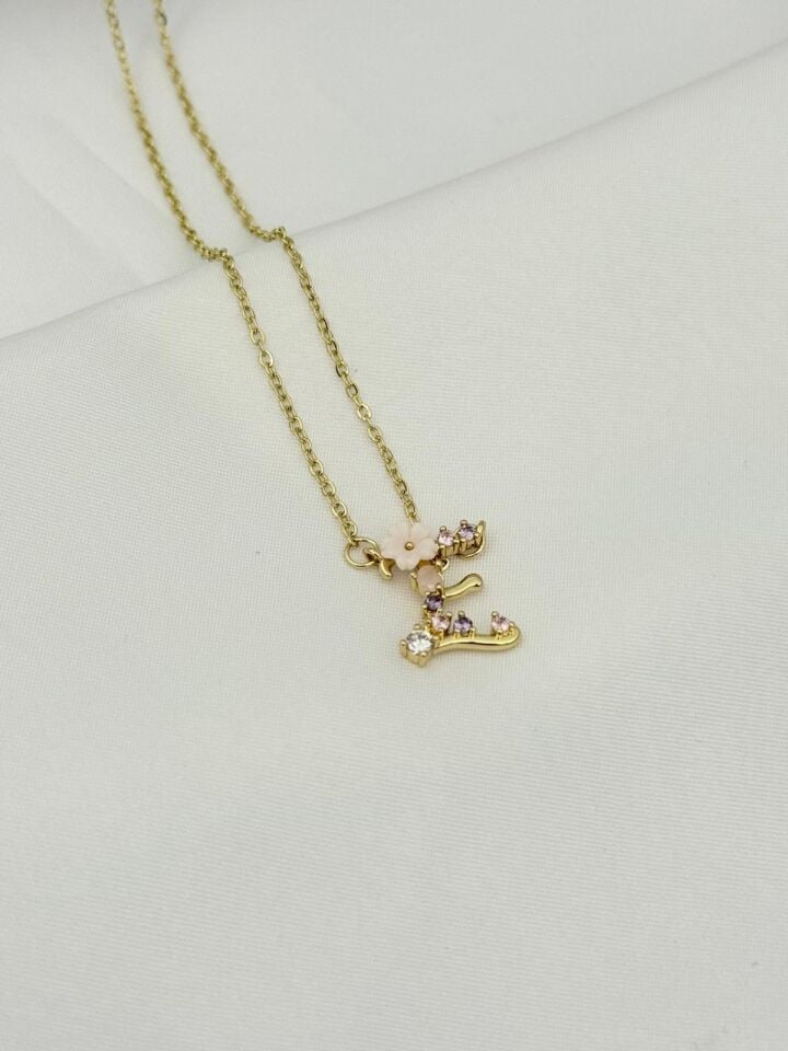 Stahl Prinzessin Buchstaben Halskette // NECKLACE-5739