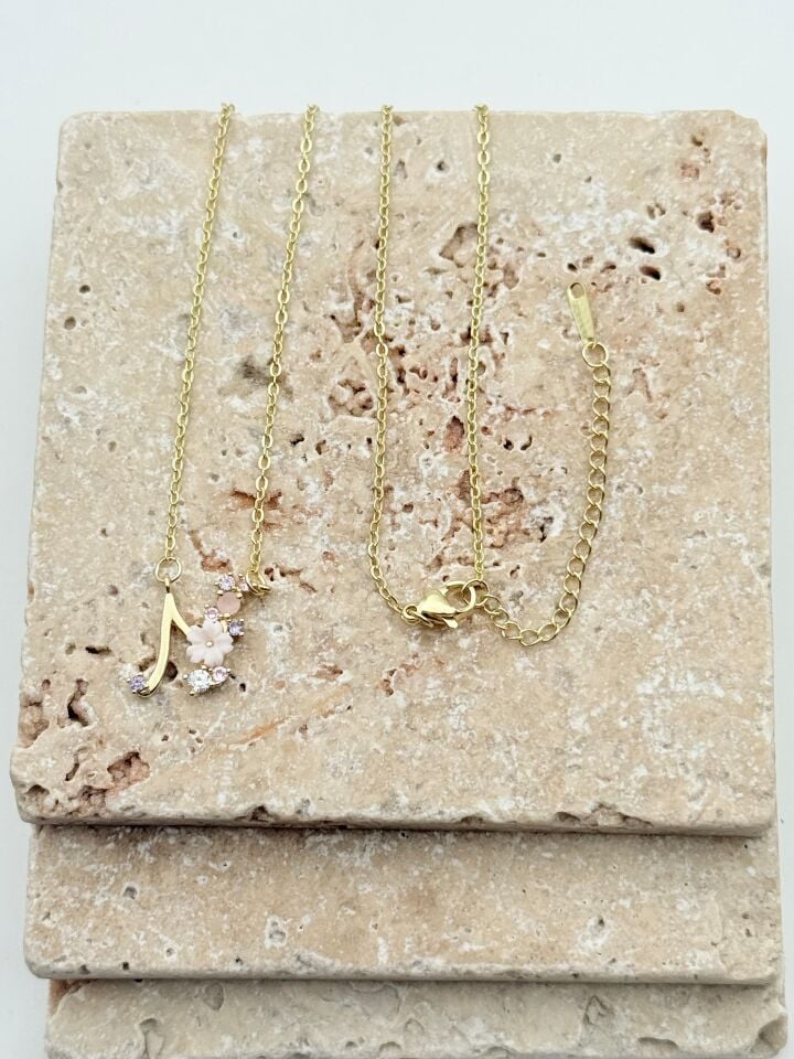 Steel Princess Letter Necklace // NECKLACE-5745