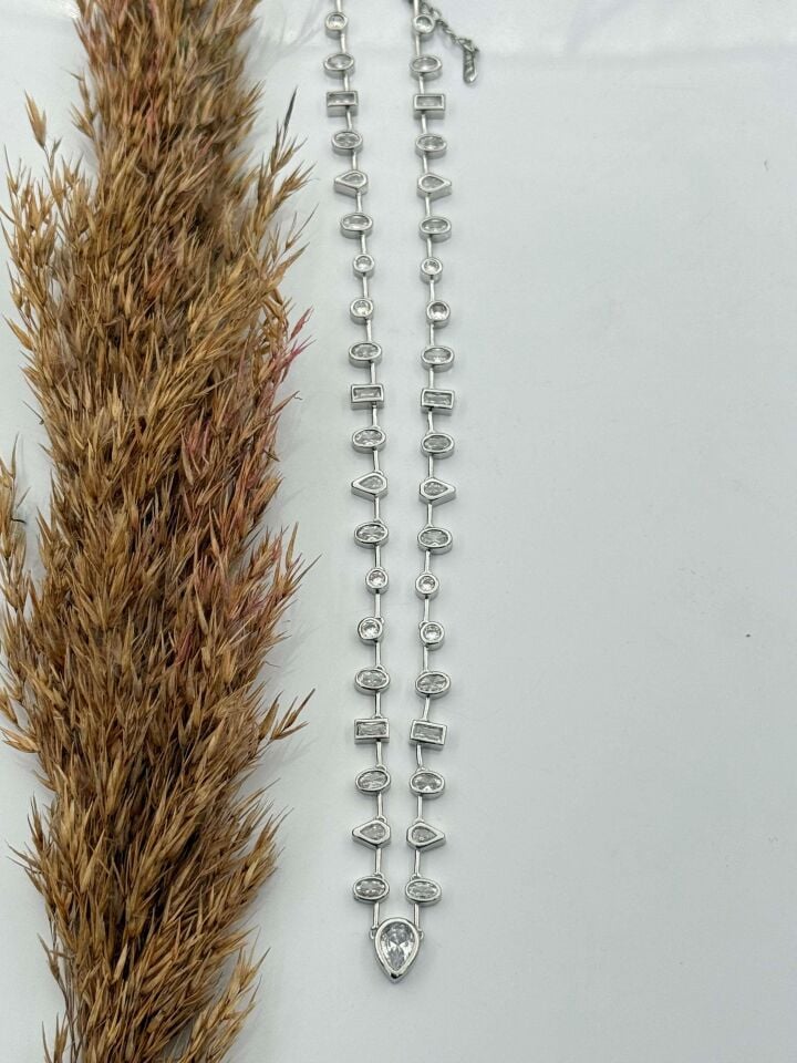 Çelik Motifli Y Kolye 45cm // KOLYE-4719