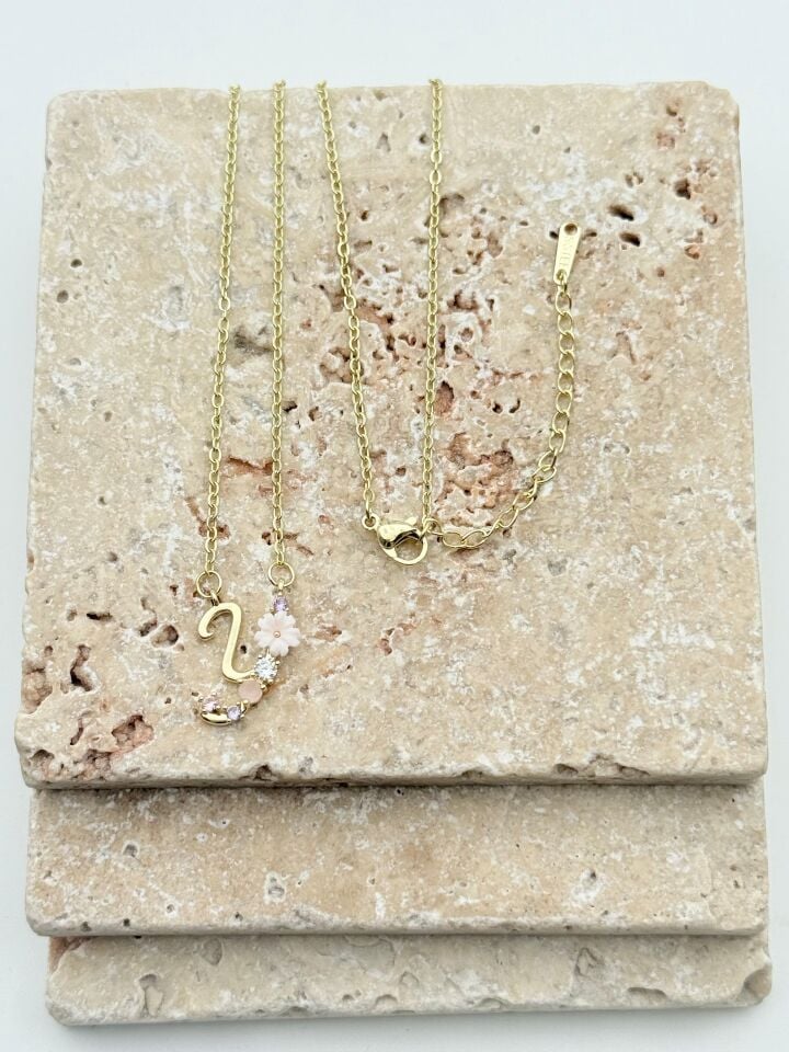 Steel Princess Letter Necklace // NECKLACE-5748