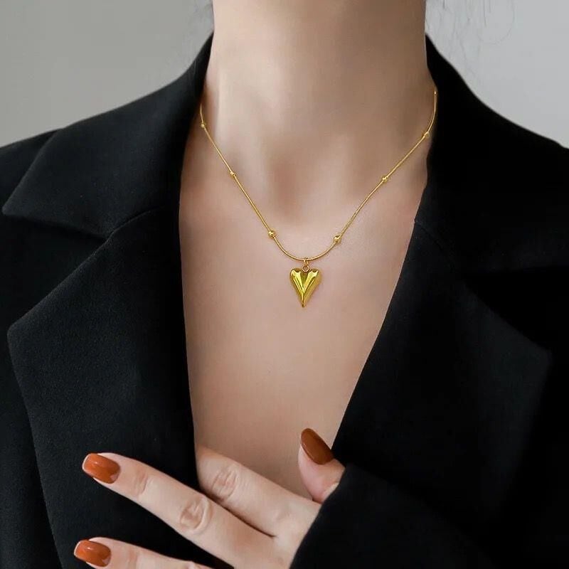 Steel Necklace Dorika Heart Necklace Gold 45 cm
