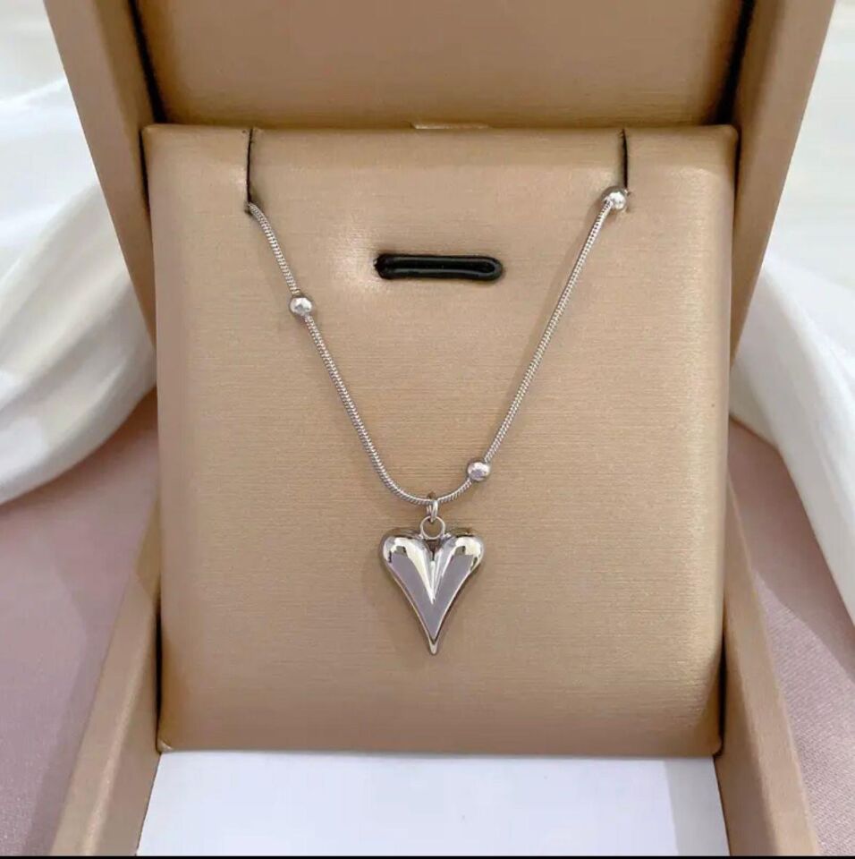 Steel Silver Dorika Heart Necklace 45 cm