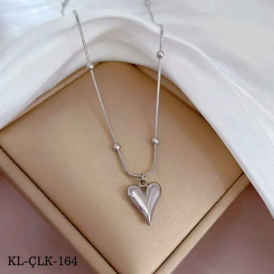 Steel Silver Dorika Heart Necklace 45 cm