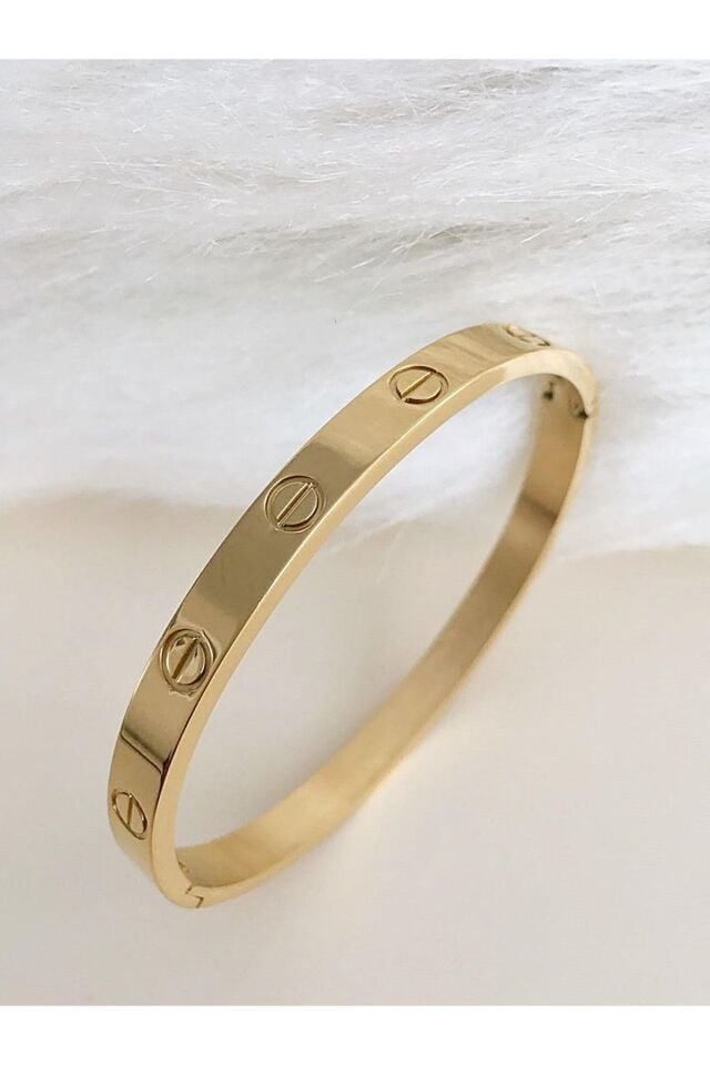 Steel Gold CRT Model Stoneless Bracelet