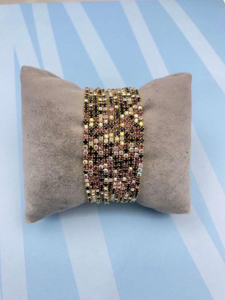 Waterway Colorful Zircon Stone Elastic Bracelet (Price is for one piece) // SU-BL-040