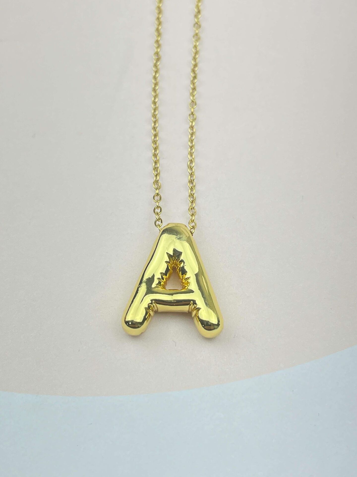 Steel Balloon Letter Necklace 45cm (A) // NECKLACE-2873