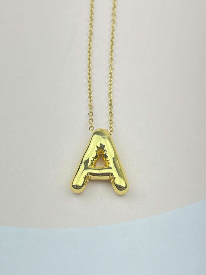Steel Balloon Letter Necklace 45cm (A) // NECKLACE-2873