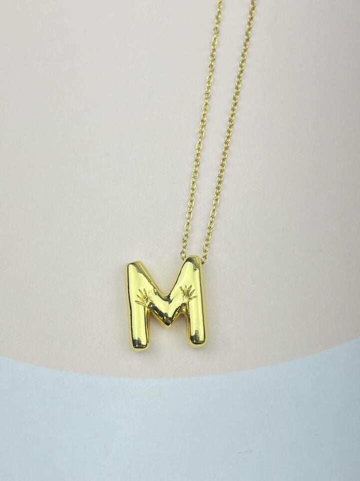 Steel Balloon Letter Necklace 45cm (M) // NECKLACE-2882