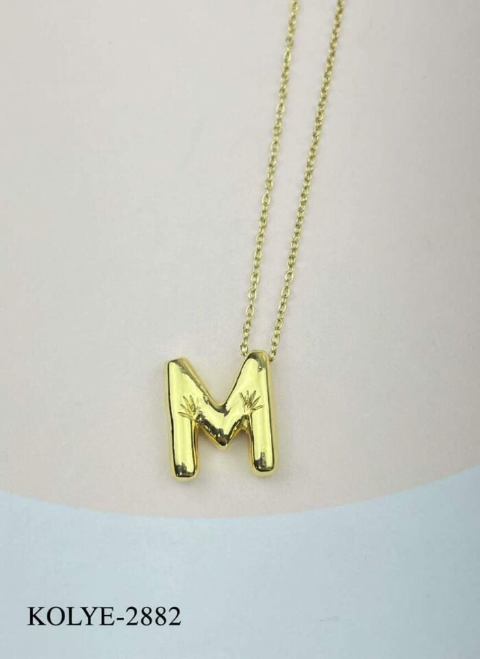 Steel Balloon Letter Necklace 45cm (M) // NECKLACE-2882