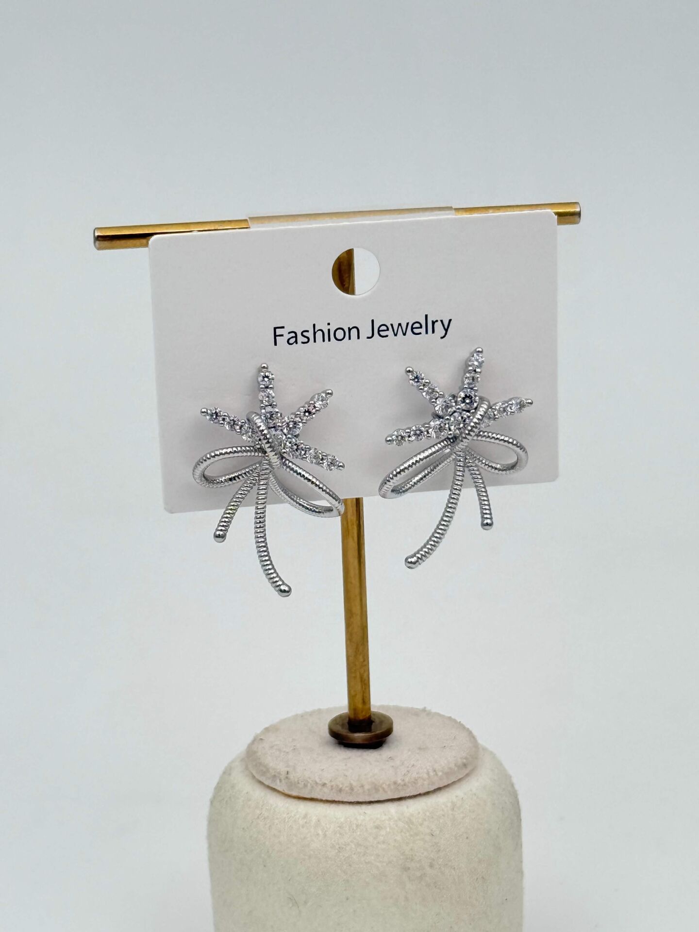 Zirkon Taşlı Rodyum Kaplama Küpe // ITHAL-3686