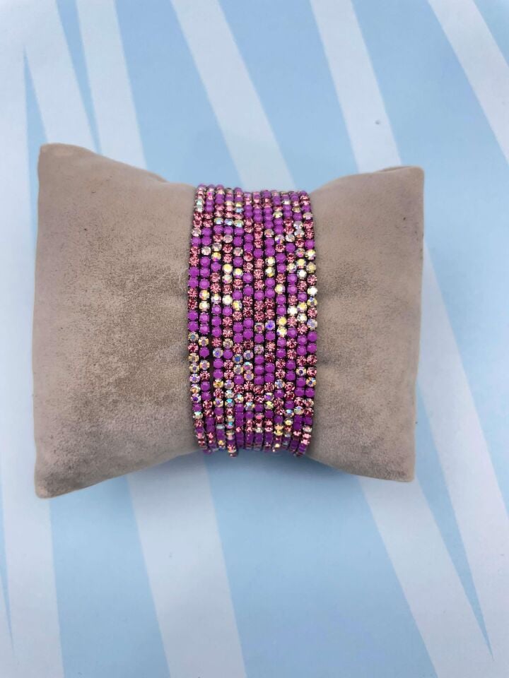 Waterway Colorful Zircon Stone Elastic Bracelet (Price is for one piece) // SU-BL-056