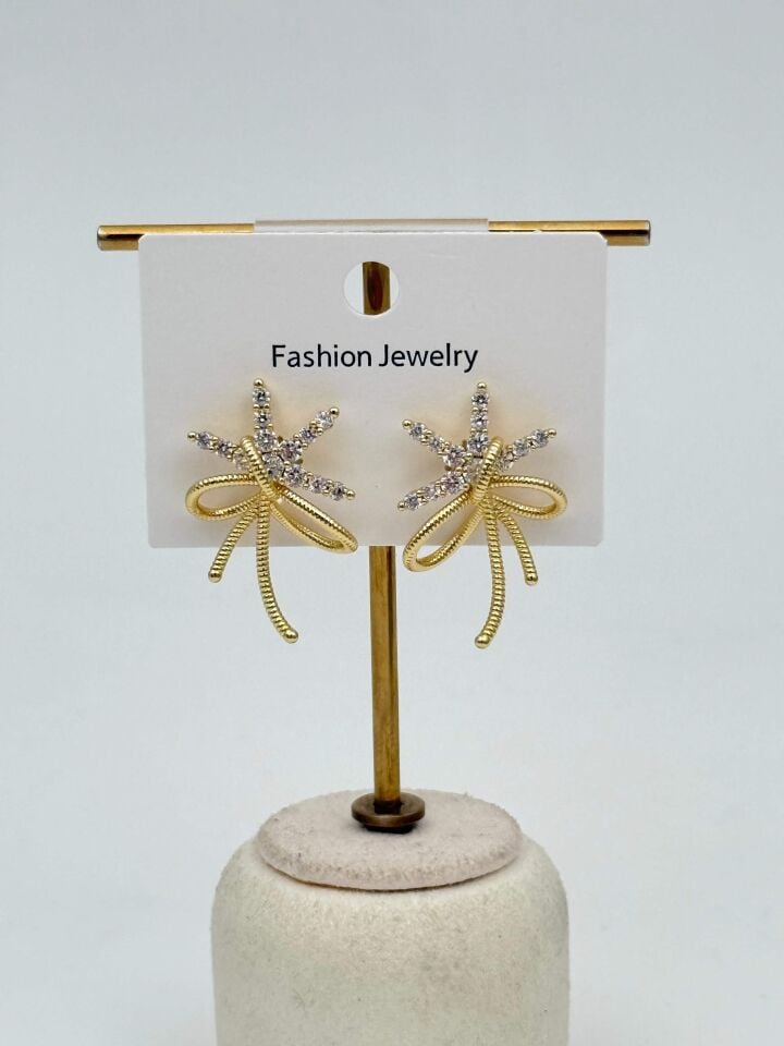 Zirkon Taşlı Rodyum Kaplama Küpe // ITHAL-3687