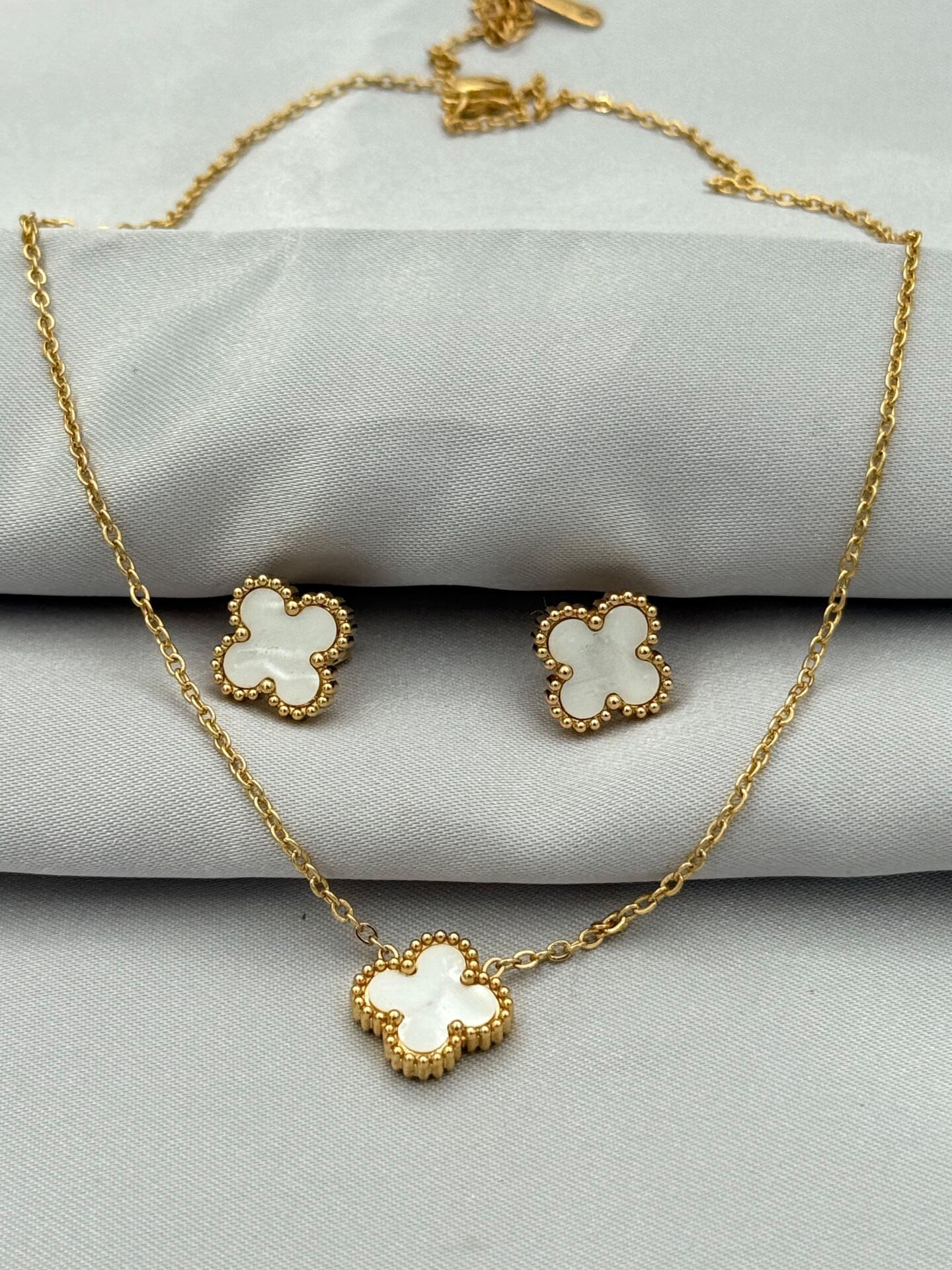 Çelik Küpe Kolye Set // KOLYE-5386