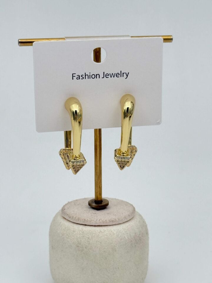 Zirkon Taşlı Rodyum Kaplama Küpe // ITHAL-3691