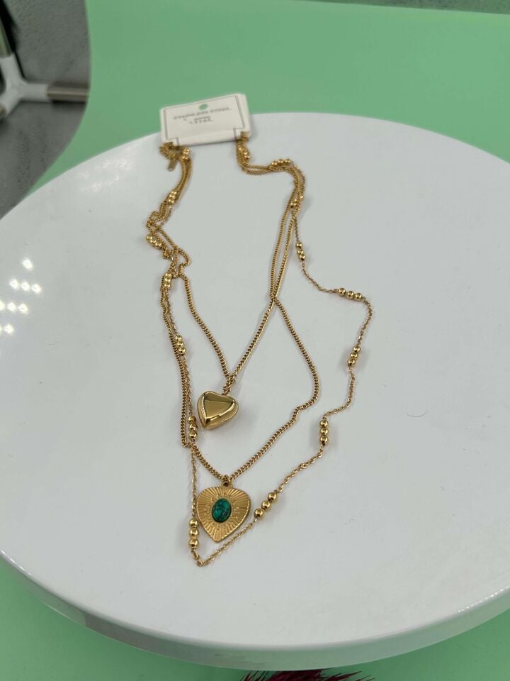 Çelik Çoklu Kolye 3Boy  // KOLYE-4608