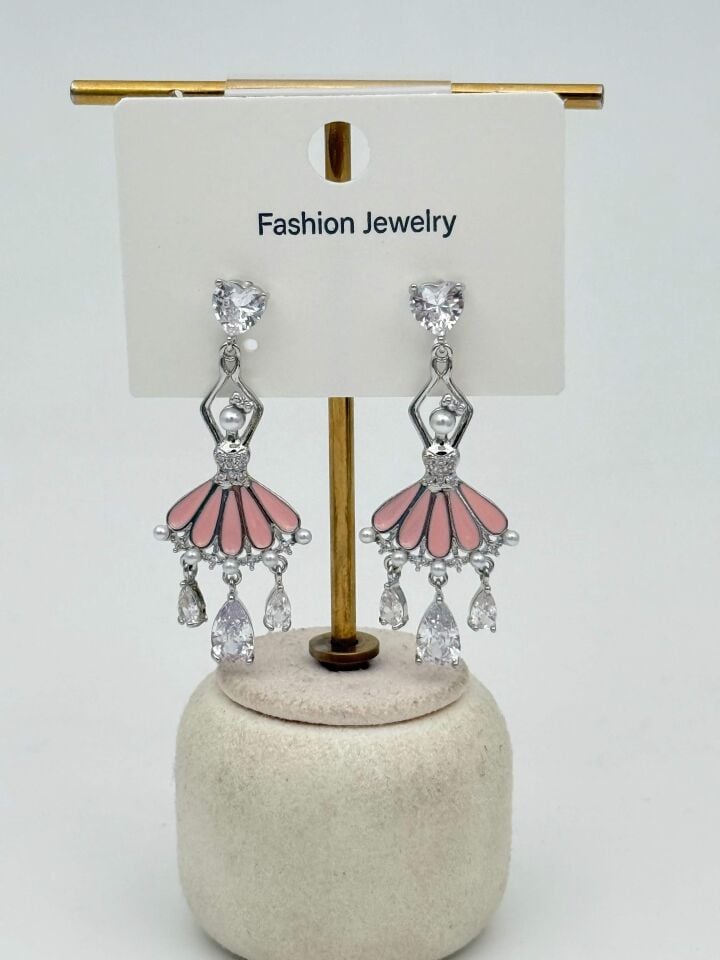 Zirkon Taşlı Rodyum Kaplama Küpe // ITHAL-3696