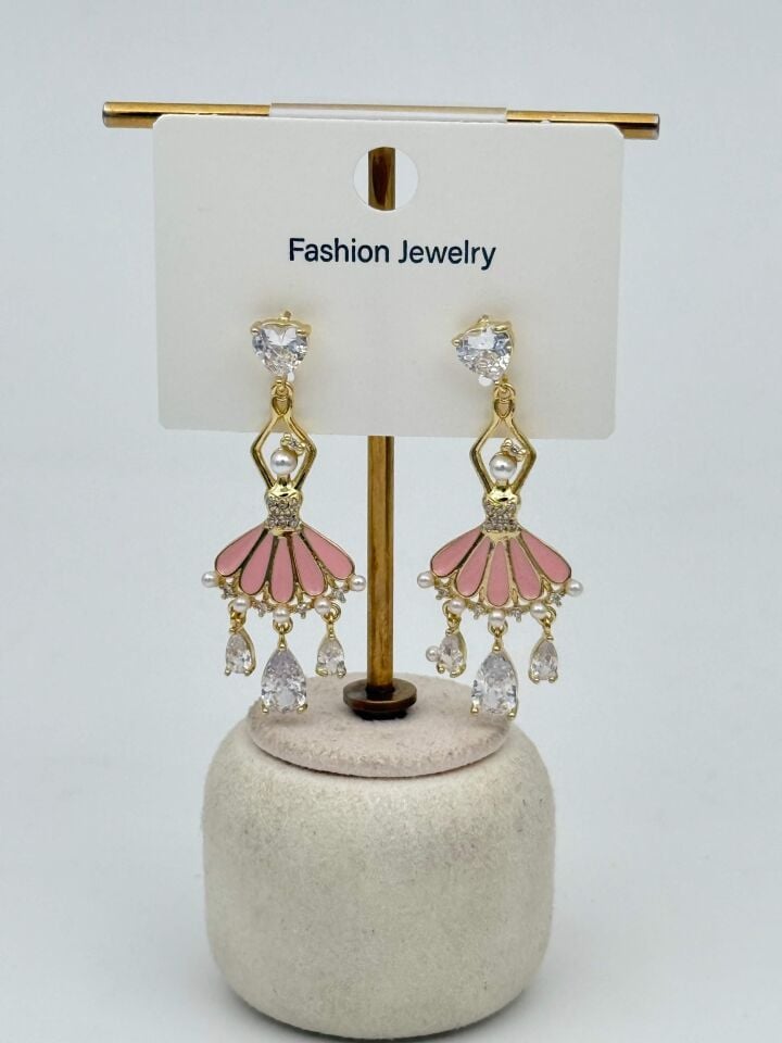 Zirkon Taşlı Rodyum Kaplama Küpe // ITHAL-3698