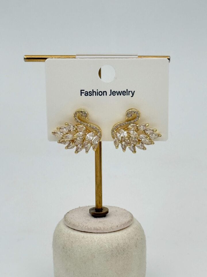 Zirkon Taşlı Rodyum Kaplama Küpe // ITHAL-3700