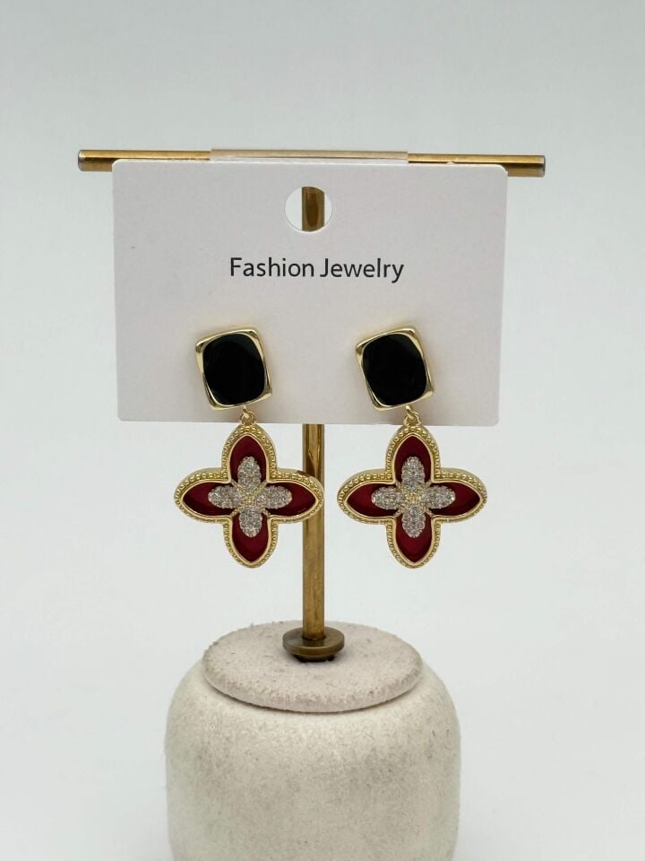 Zirkon Taşlı Rodyum Kaplama Küpe // ITHAL-3702