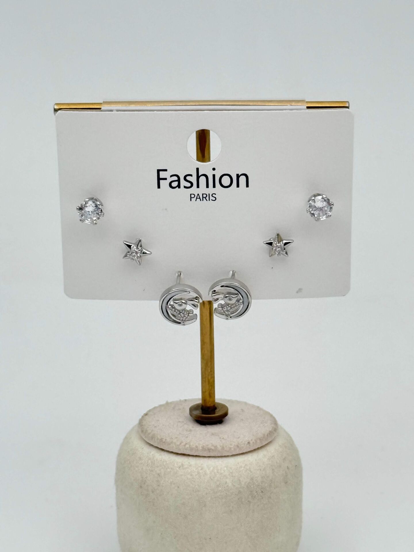 Zirkon Taşlı Gümüş İğne 6'lı Figür Küpe // ITHAL-3703