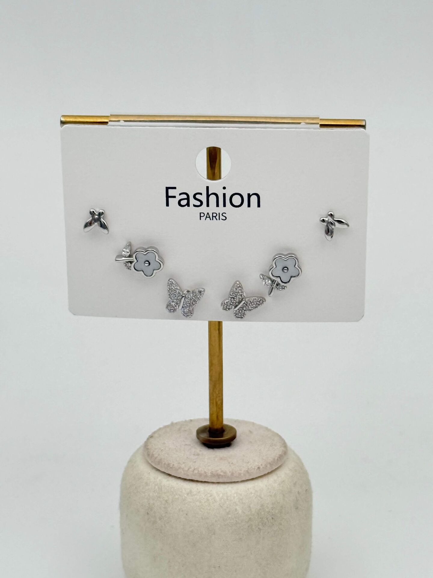 Zirkon Taşlı Gümüş İğne 6'lı Figür Küpe // ITHAL-3704