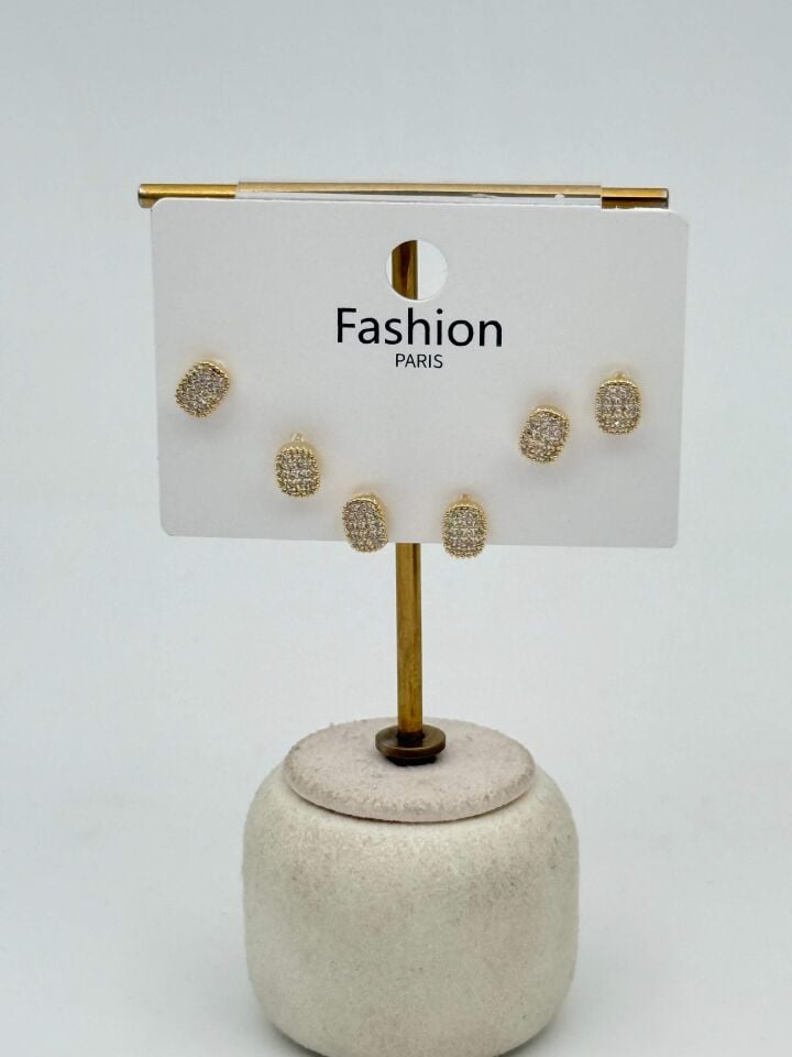 Zirkon Taşlı Gümüş İğne 6'lı Figür Küpe // ITHAL-3706