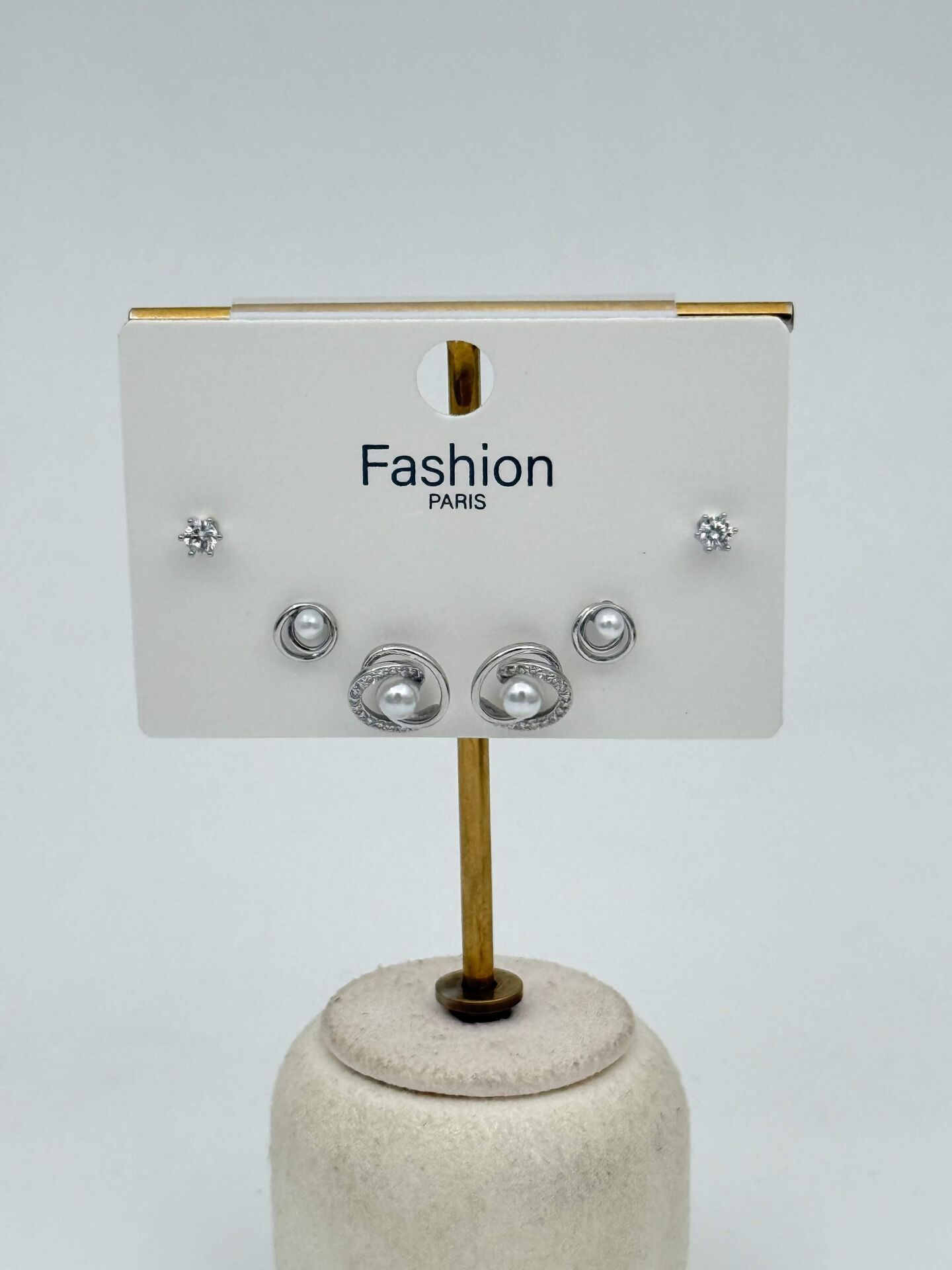 Zirkon Taşlı Gümüş İğne 6'lı Figür Küpe // ITHAL-3713